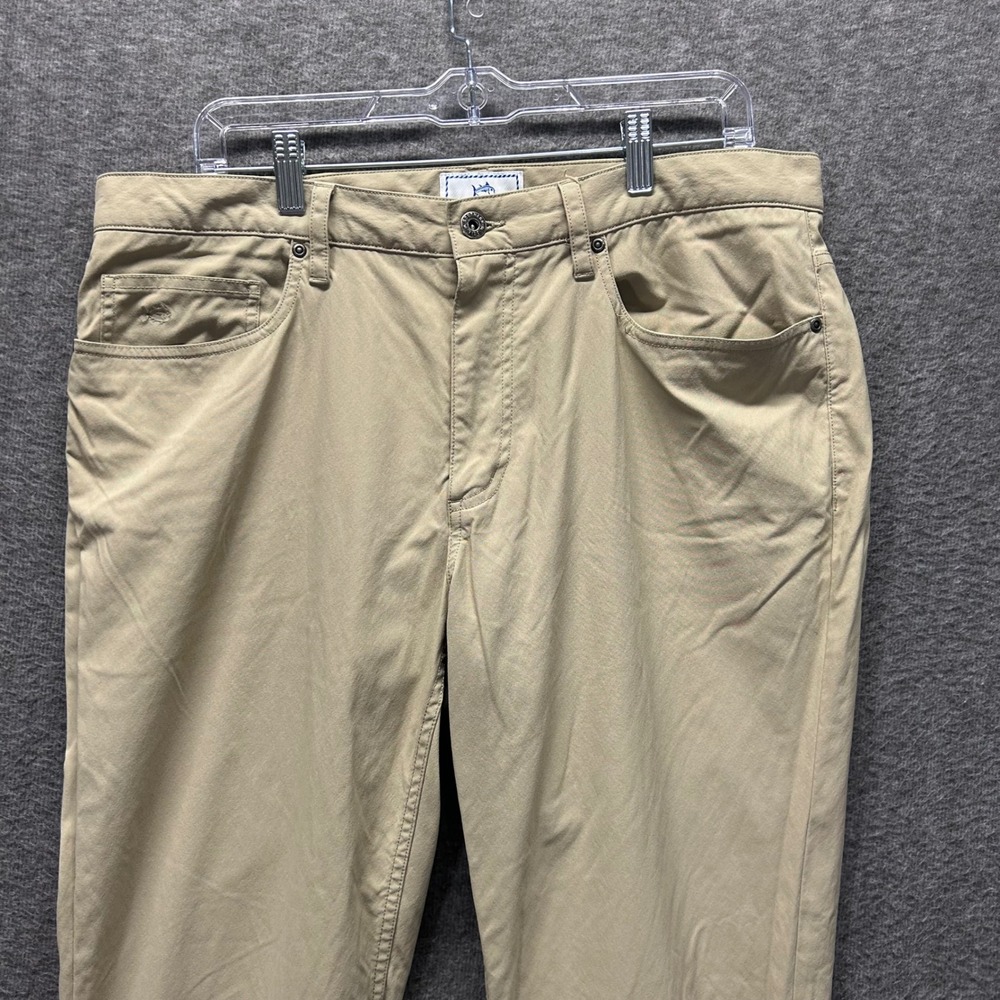 Southern Tide Mens Performance 5-Pocket Pants Khaki Tan 36x32 Stretch Nylon